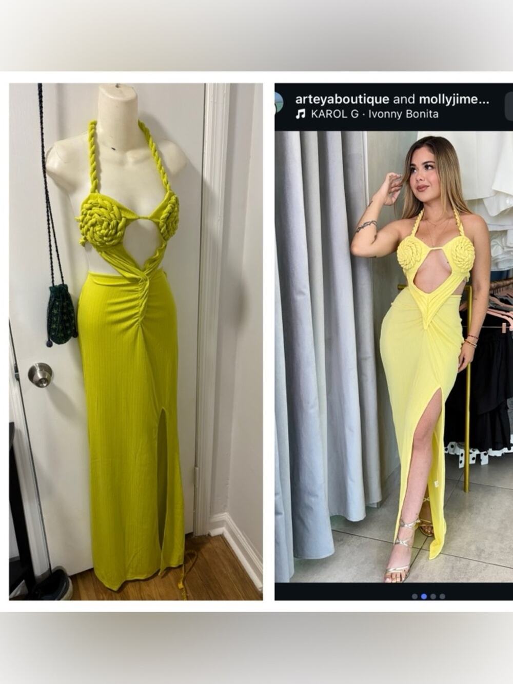 Chartreuse green strappy maxi dress